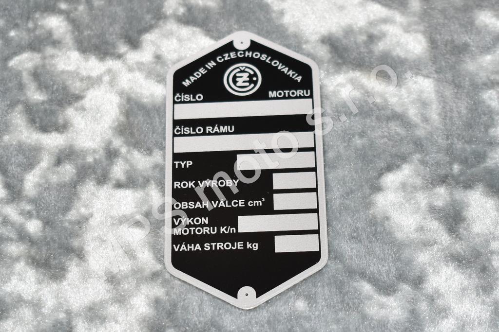 Typový štítek rámu ČZ  125/175 / 476,477