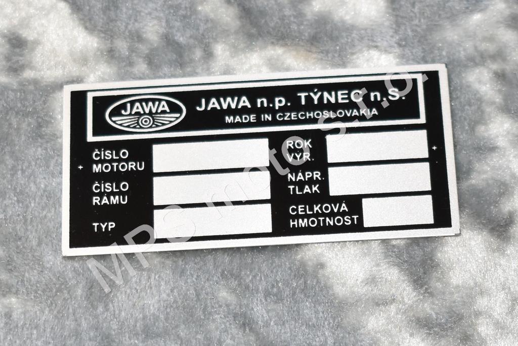 Typový štítek rámu JAWA /634