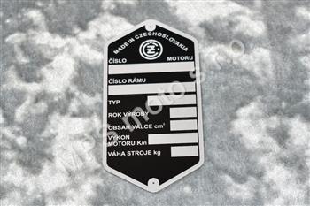 Typový štítek rámu ČZ  125/175 / 476,477