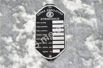 Typový štítek rámu ČZ  125/A,B,T (585522)
