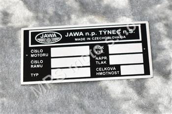 Typový štítek rámu JAWA /634